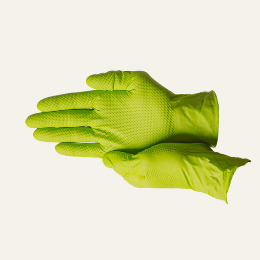 First Glove HD 8 Mil Green Nitrile Disposable Industrial Gloves with Raised Diamond Texture